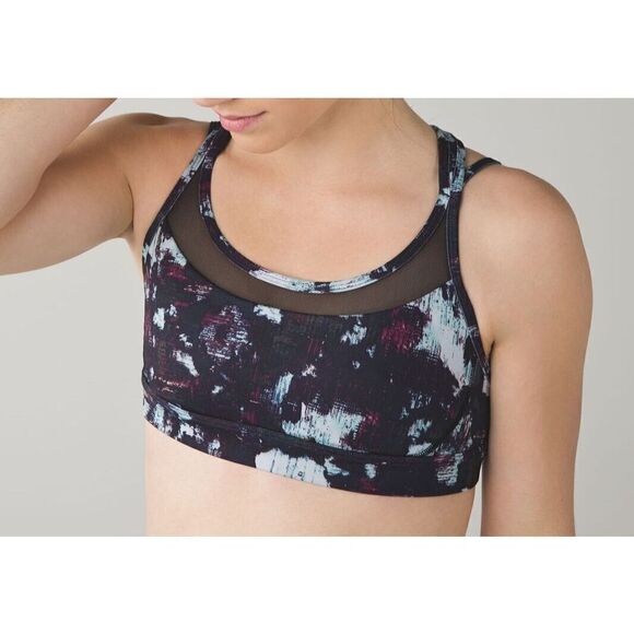 Lululemon W2CD9S Women's Sz 10/L Static Blossom Multi/Black Get Down Sports Bra - Picture 1 of 5
